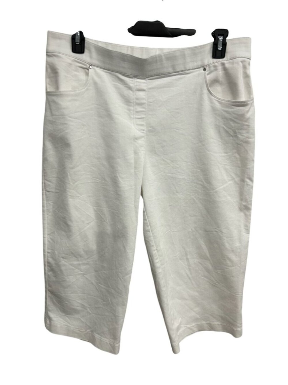Coral Bay 16 White Stretch Capri Pants Pull On Cotton Blend Preppy Minimalist